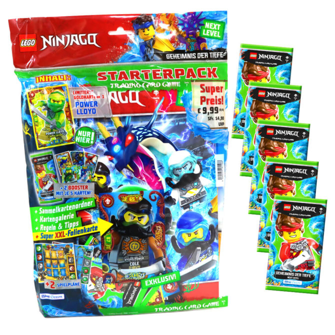 Lego Ninjago Karten Trading Cards Serie 7 - Geheimnis der Tiefe Next Level (2022) - 1 Starter + 5 Booster