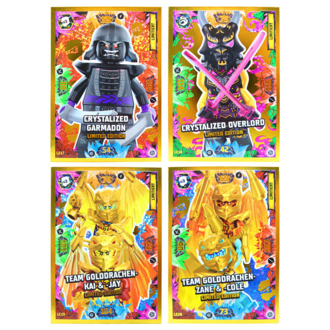 Lego Ninjago Karten Trading Cards Serie 8 - CRYSTALIZED (2023) - LE17 + LE18 + LE19 + LE20 Gold Sammelkarten