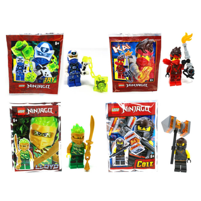 Lego® Ninjago Legacy Minifiguren - Set aus 4 Figuren - Jay 3 + Kai 4 + Lloyd 2 + Cole 1