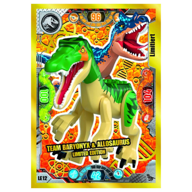 Lego Jurassic World 2 Karten - Sammelkarten Trading Cards (2022) - LE12 Gold Karte