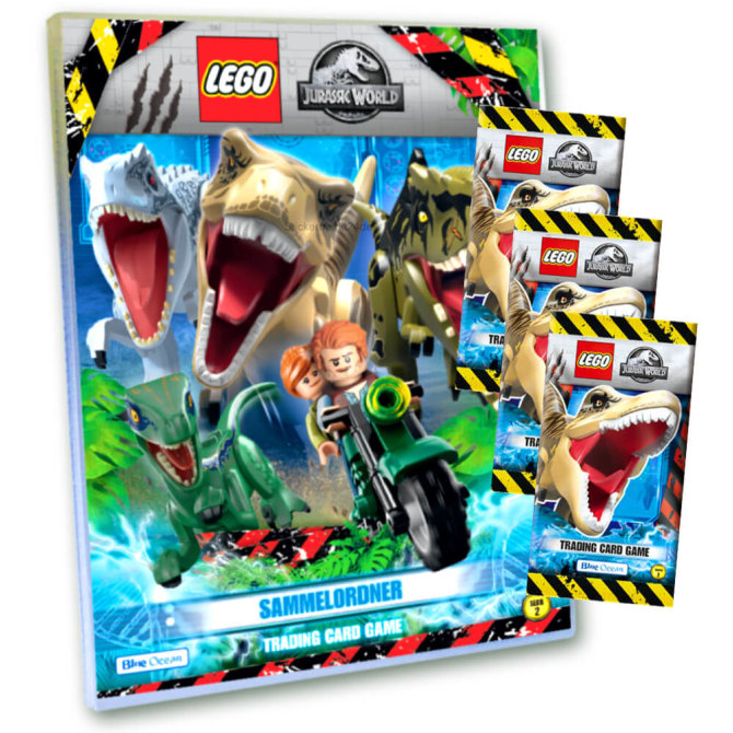 Lego Jurassic World 2 Karten - Sammelkarten Trading Cards (2022) - 1 Sammelmappe + 3 Booster