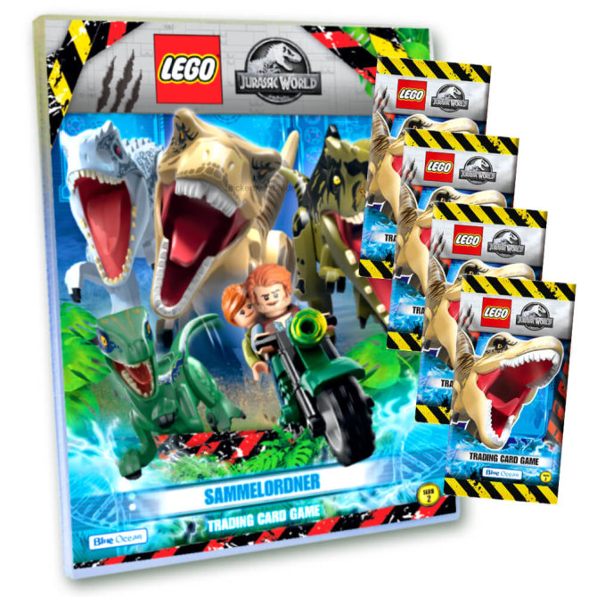 Lego Jurassic World 2 Karten - Sammelkarten Trading Cards (2022) - 1 Sammelmappe + 4 Booster