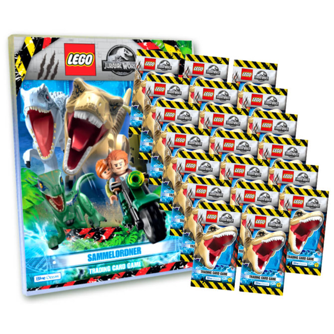 Lego Jurassic World 2 Karten - Sammelkarten Trading Cards (2022) - 1 Sammelmappe + 20 Booster