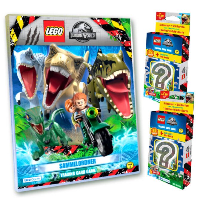 Lego Jurassic World 2 Karten - Sammelkarten Trading Cards (2022) - 1 Sammelmappe + 2 Blister