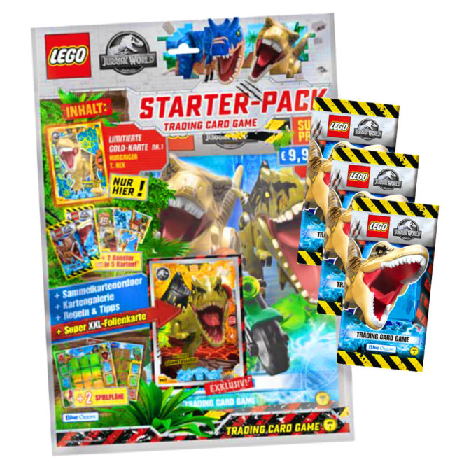 Lego Jurassic World 2 Karten - Sammelkarten Trading Cards (2022) - 1 Starter + 3 Booster