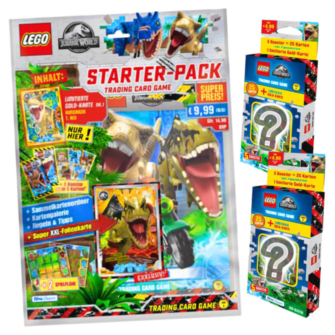 Lego Jurassic World 2 Karten - Sammelkarten Trading Cards (2022) - 1 Starter + 2 Blister