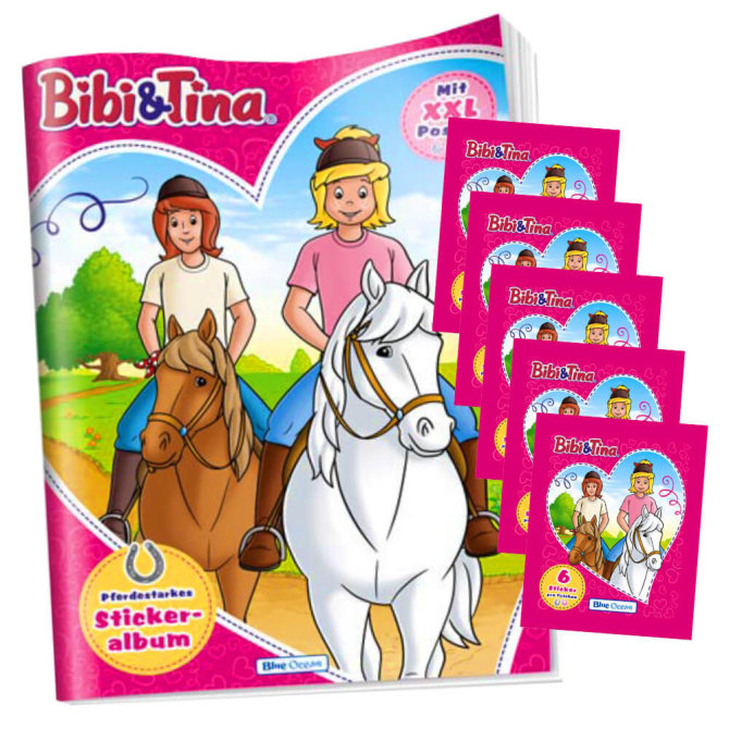 Blue Ocean Bibi und Tina Sticker Pferdesticker (2023) - 1 Album + 5 Tüten Sammelsticker