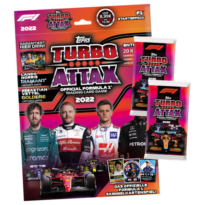 Topps Turbo Attax Karten Formula 1 - 2022 - 1 Starter + 2 Booster Sammelkarten