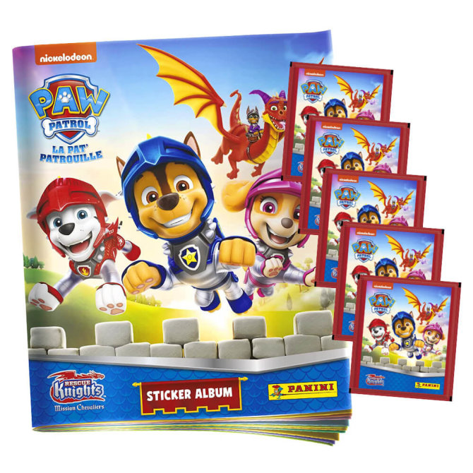 Panini Paw Patrol Sticker - Rescue Knights (2023) - 1 Album + 5 Tüten Sammelsticker