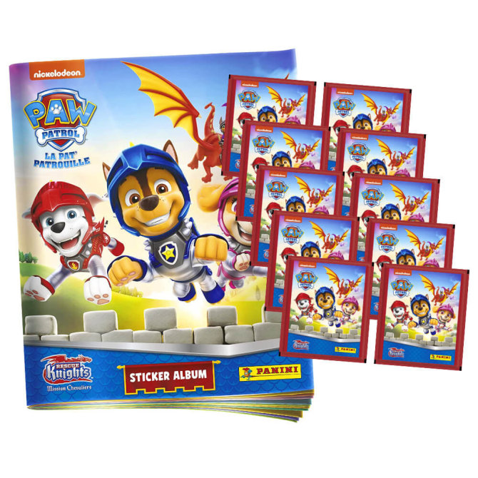 Panini Paw Patrol Sticker - Rescue Knights (2023) - 1 Album + 10 Tüten Sammelsticker