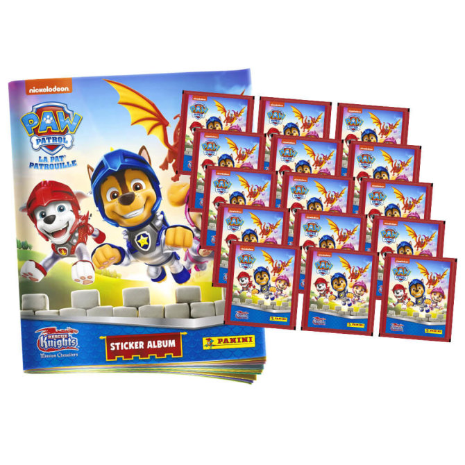 Panini Paw Patrol Sticker - Rescue Knights (2023) - 1 Album + 15 Tüten Sammelsticker
