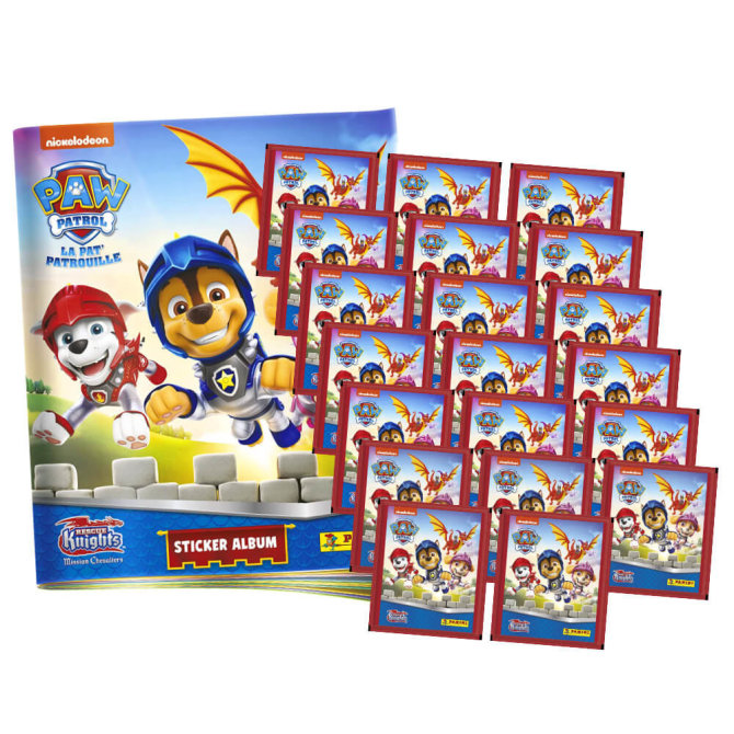 Panini Paw Patrol Sticker - Rescue Knights (2023) - 1 Album + 20 Tüten Sammelsticker