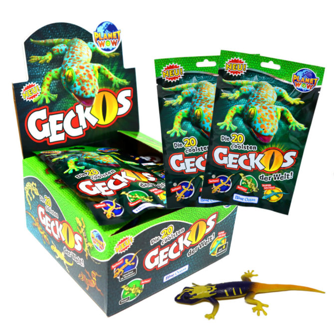 Blue Ocean Geckos Sammelfiguren 2023 - Planet Wow Figur - 1 Display mit 20 Tüten
