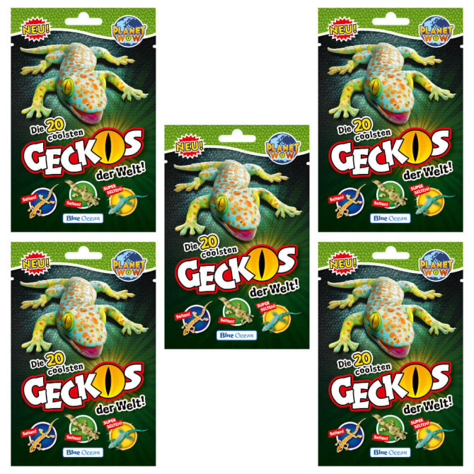Blue Ocean Geckos Sammelfiguren 2023 - Planet Wow Figur - 5 Tüten