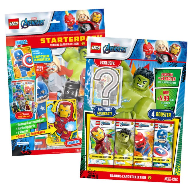 Lego Avengers Karten Trading Cards Serie 1 - Marvel Sammelkarten (2023) - 1 Starter + 1 Multipack