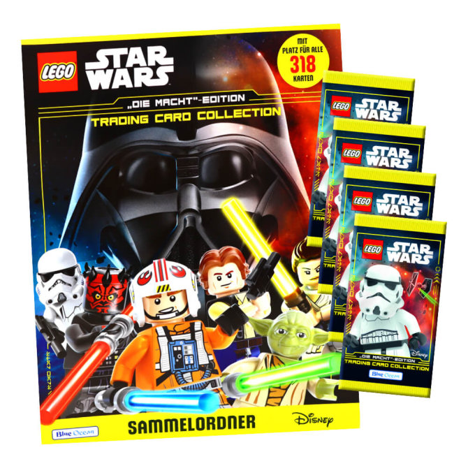 Lego Star Wars Karten Trading Cards Serie 4 - Die Macht Sammelkarten (2023) - 1 Sammelmappe + 4 Booster