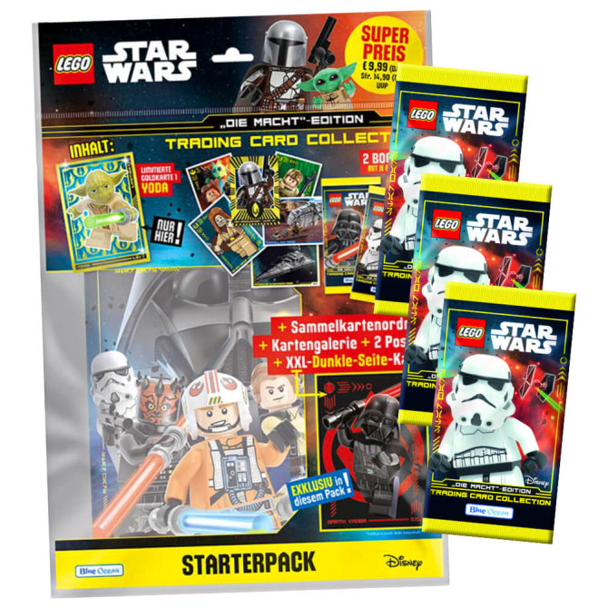 Lego Star Wars Karten Trading Cards Serie 4 - Die Macht Sammelkarten (2023) - 1 Starter + 3 Booster