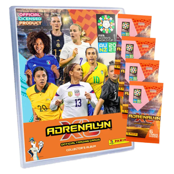 Panini Fifa Frauen Fußball WM Karten 2023 - Trading Cards - 1 Sammelmappe + 4 Booster Sammelkarten