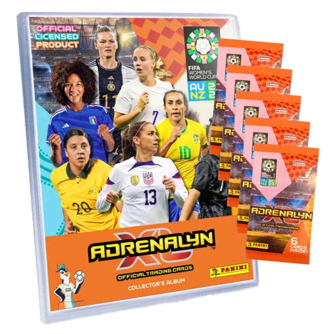 Panini Fifa Frauen Fußball WM Karten 2023 - Trading Cards - 1 Sammelmappe + 5 Booster Sammelkarten