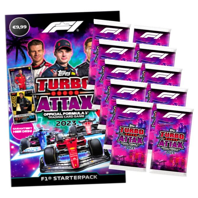 Topps Turbo Attax Karten Formula 1 - 2023 - 1 Starter + 10 Booster Sammelkarten