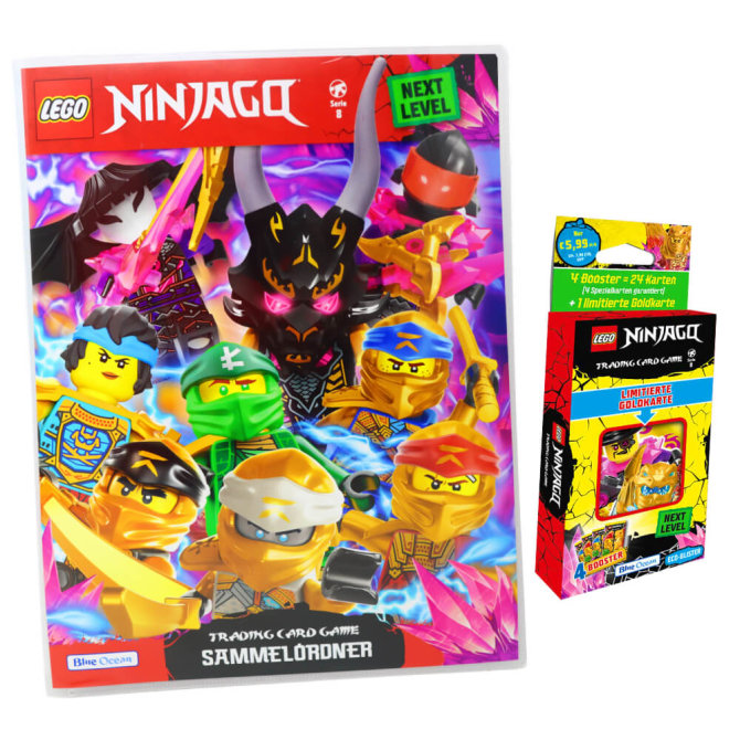 Lego Ninjago Karten Trading Cards Serie 8 Next Level - CRYSTALIZED (2023) - 1 Sammelmappe + 1 Blister Sammelkarten