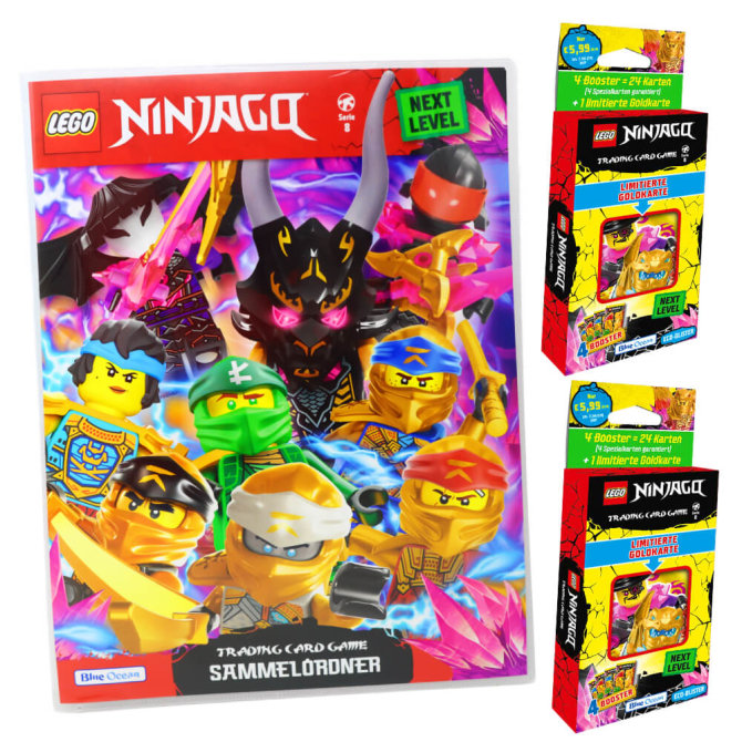Lego Ninjago Karten Trading Cards Serie 8 Next Level - CRYSTALIZED (2023) - 1 Sammelmappe + 2 Blister Sammelkarten