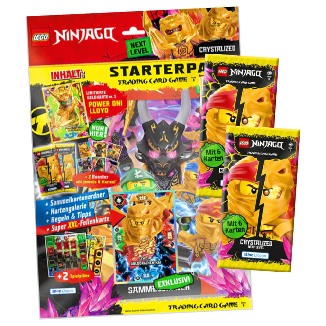 Lego Ninjago Karten Trading Cards Serie 8 Next Level - CRYSTALIZED (2023) - 1 Starter + 2 Booster Sammelkarten