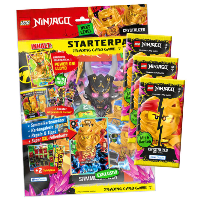 Lego Ninjago Karten Trading Cards Serie 8 Next Level - CRYSTALIZED (2023) - 1 Starter + 3 Booster Sammelkarten