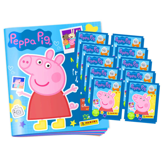 Panini Peppa Pig Sticker - Mein Fotoalbum (2023) - 1 Album + 10 Tüten Sammelsticker
