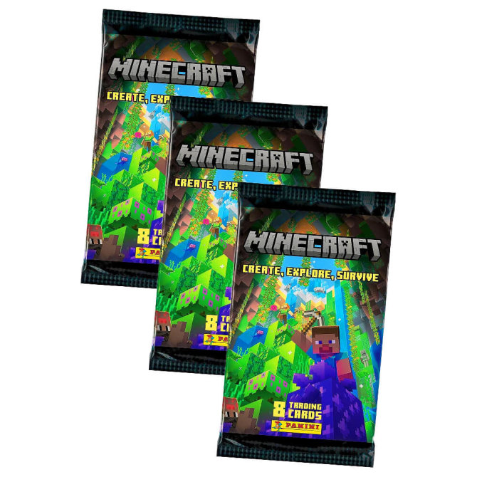 Panini Minecraft 3 Karten - Create Explore Survive Trading Cards (2023) - 3 Booster Sammelkarten