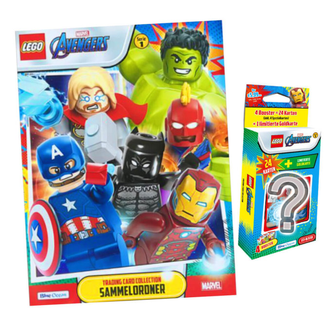 Lego Avengers Karten Trading Cards Serie 1 - Marvel Sammelkarten (2023) - 1 Sammelmappe + 1 Blister