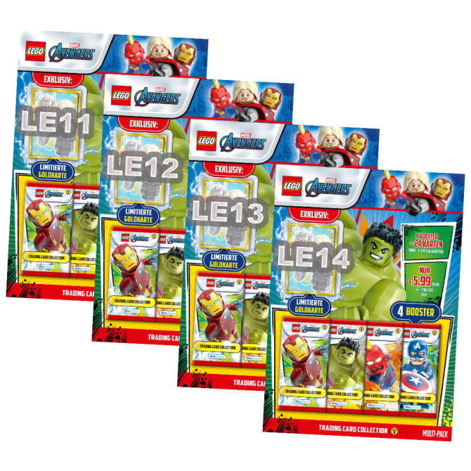 Lego Avengers Karten Trading Cards Serie 1 - Marvel Sammelkarten (2023) - Alle 4 Multipack