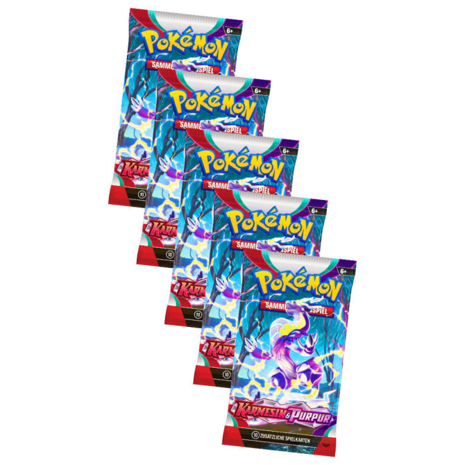 Pokemon Sammelkarten Karmesin & Purpur Karten - Deutsch - 5 Booster