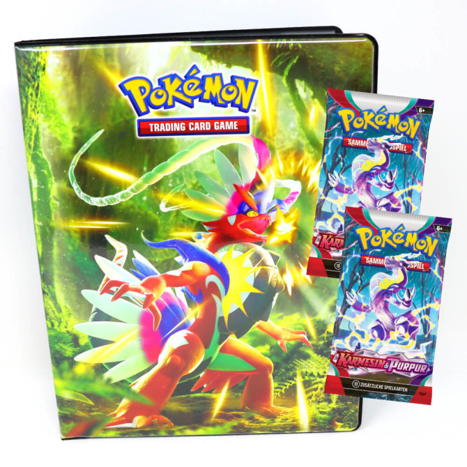 Pokemon Sammelkarten Karmesin & Purpur Karten - Deutsch - 1 Mappe + 2 Booster