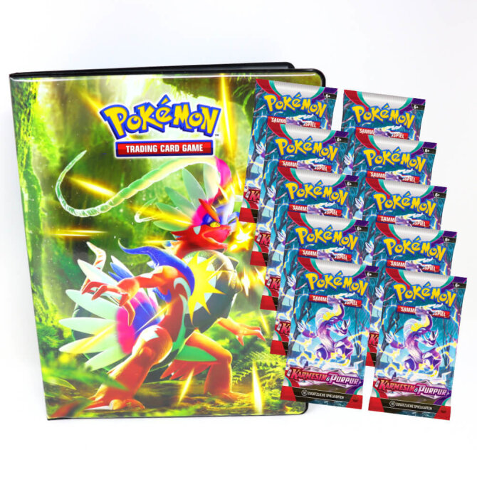 Pokemon Sammelkarten Karmesin & Purpur Karten - Deutsch - 1 Mappe + 10 Booster
