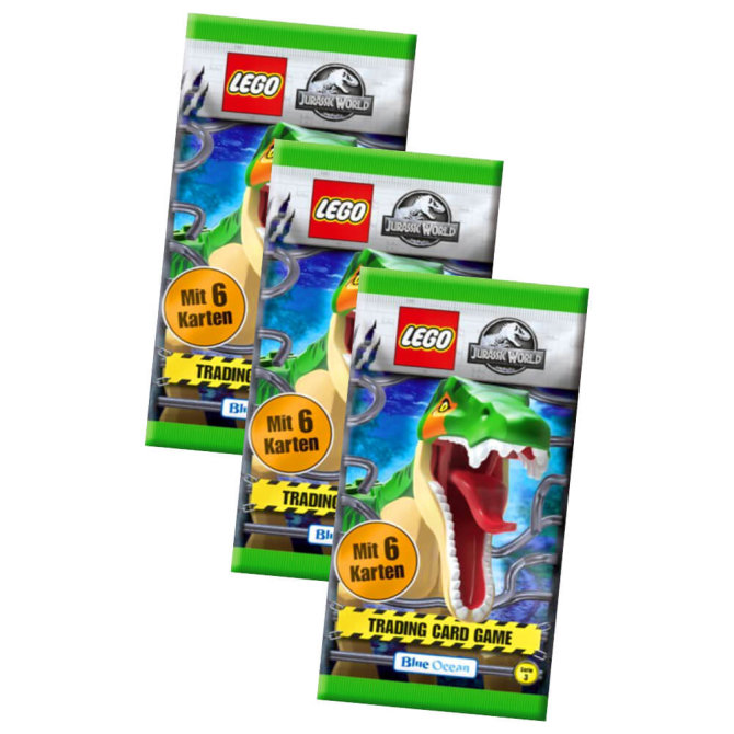 Lego Jurassic World 3 Karten - Sammelkarten Trading Cards (2023) - 3 Booster Sammelkarten