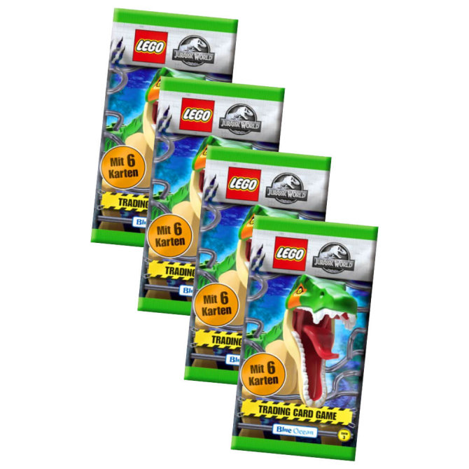 Lego Jurassic World 3 Karten - Sammelkarten Trading Cards (2023) - 4 Booster Sammelkarten