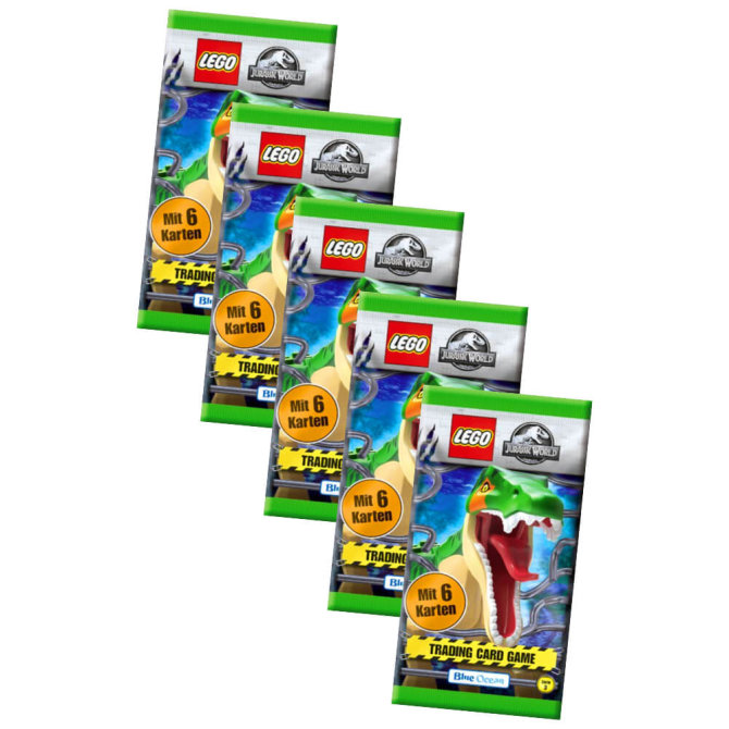 Lego Jurassic World 3 Karten - Sammelkarten Trading Cards (2023) - 5 Booster Sammelkarten