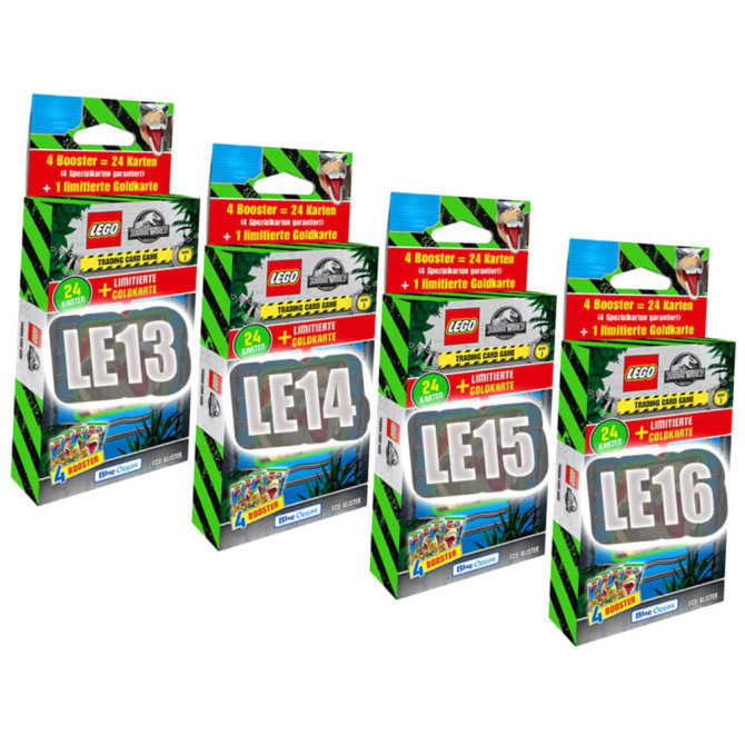 Lego Jurassic World 3 Karten - Sammelkarten Trading Cards (2023) - Alle 4 Blister Sammelkarten