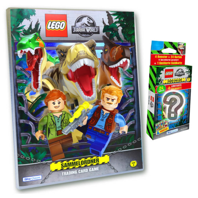 Lego Jurassic World 3 Karten - Sammelkarten Trading Cards (2023) - 1 Mappe + 1 Blister Sammelkarten