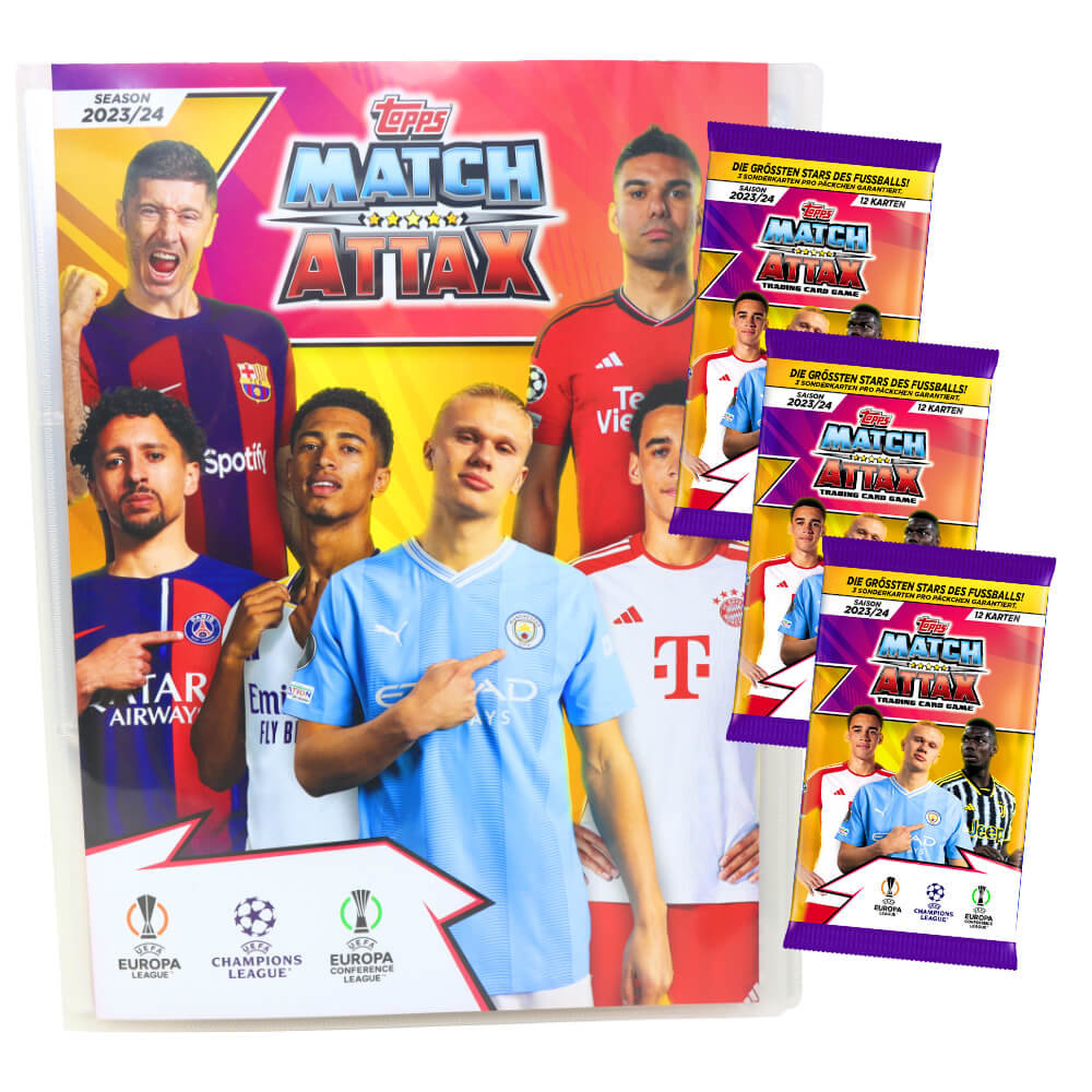 Topps Match Attax Karten Champions League 20232024 1 Mappe + 3 Boo