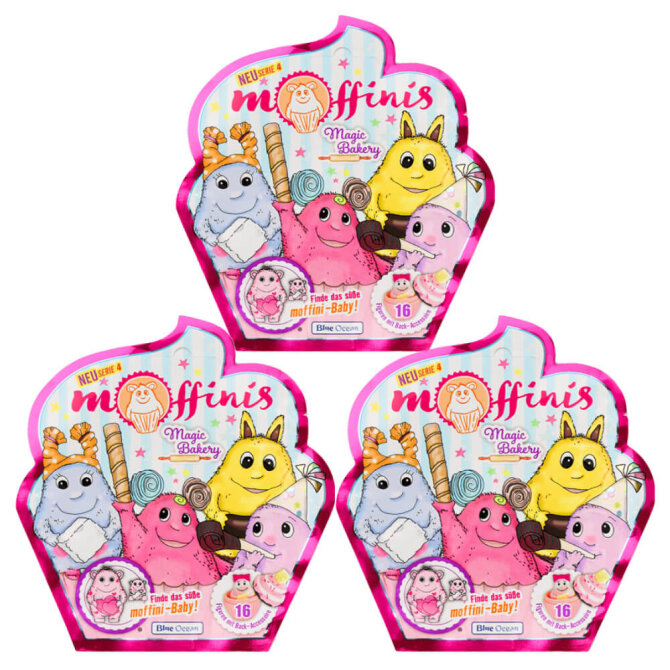 Blue Ocean Moffinis Sammelfiguren Serie 4 - Moffini Muffin Monster - 3 Tüten