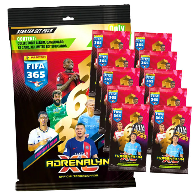 Panini Fifa 365 Karten 2024 - Trading Cards - 1 Starter + 10 Booster Sammelkarten