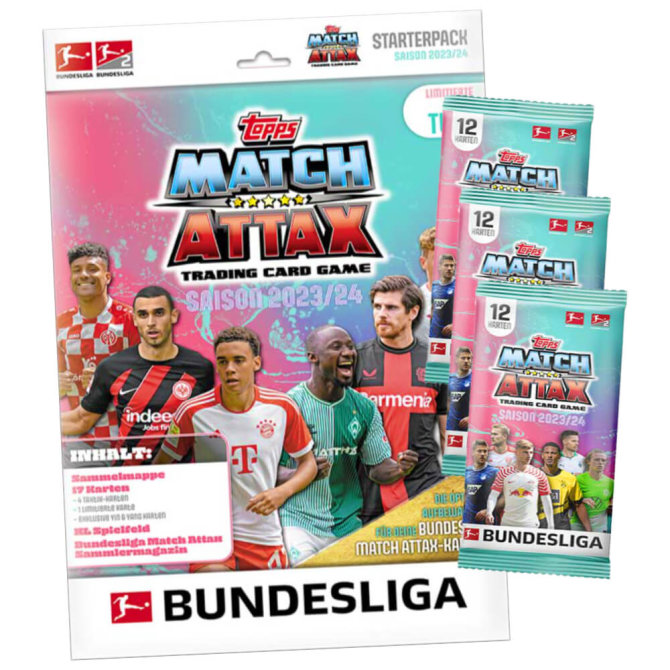 Topps Match Attax Bundesliga Karten Saison 2023 / 2024 - 1 Starter + 3 Booster Sammelkarten
