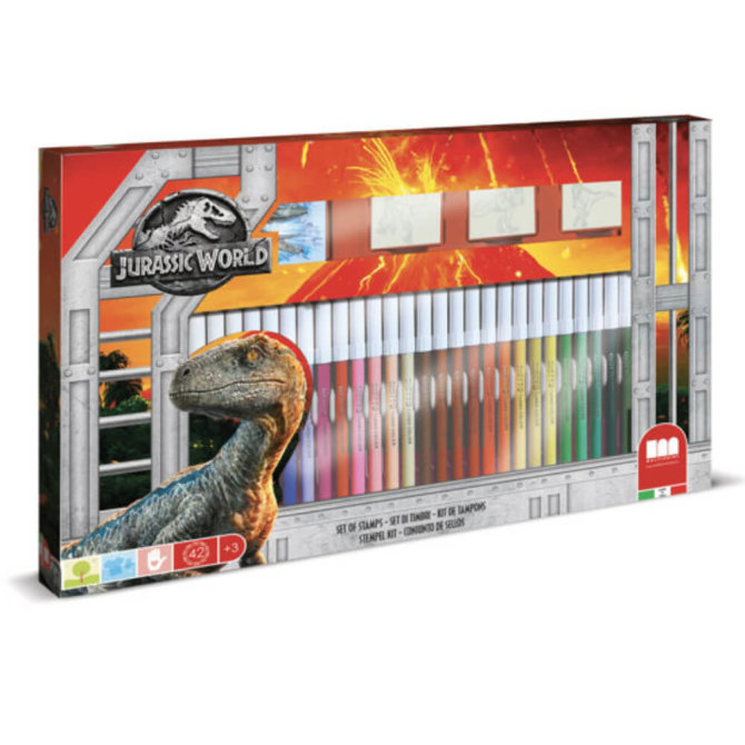 Jurassic World - Activity Malset - Stempelset - Mit Malbuch - 41 Teile