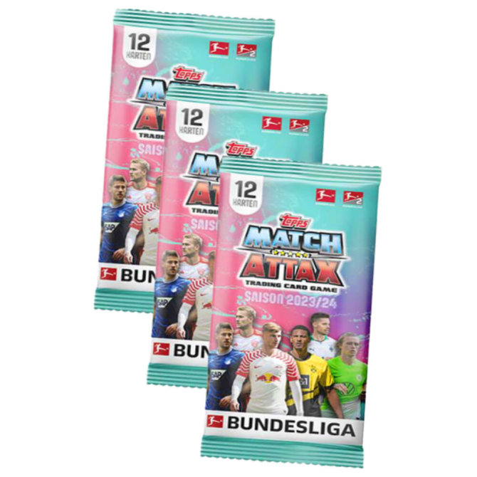 Topps Match Attax Bundesliga Karten Saison 2023 / 2024 - 3 Booster Sammelkarten