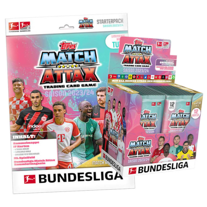 Topps Match Attax Bundesliga Karten Saison 2023 / 2024 - 1 Starter + 1 Display Sammelkarten