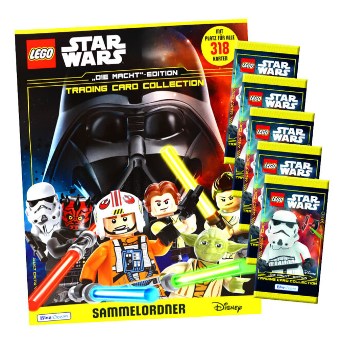 Lego Star Wars Karten Trading Cards Serie 4 - Die Macht Sammelkarten (2023) - 1 Sammelmappe + 5 Booster