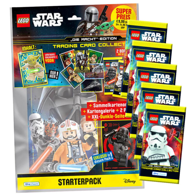 Lego Star Wars Karten Trading Cards Serie 4 - Die Macht Sammelkarten (2023) - 1 Starter + 5 Booster