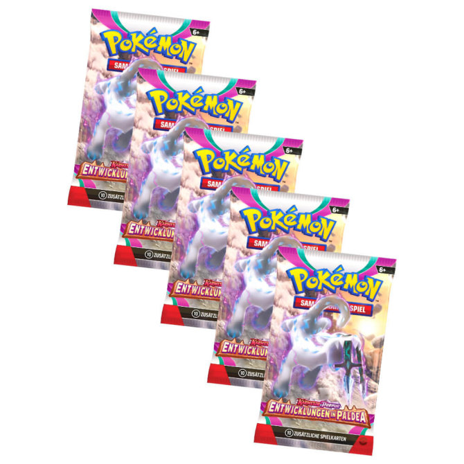 Pokemon Karten Karmesin & Purpur - Entwicklung in Paldea - 5 Booster Sammelkarten